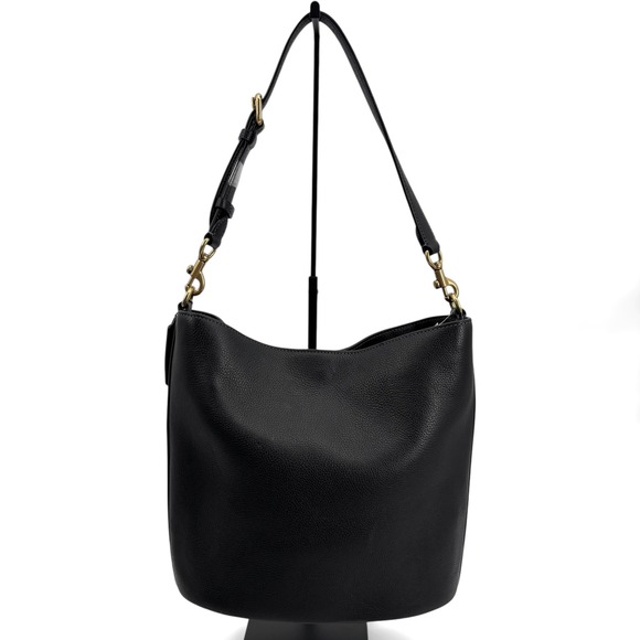 NEW Coach Willow Soft Polished Pebble Leather Bucket Bag in Black - Picture 10 of 16
